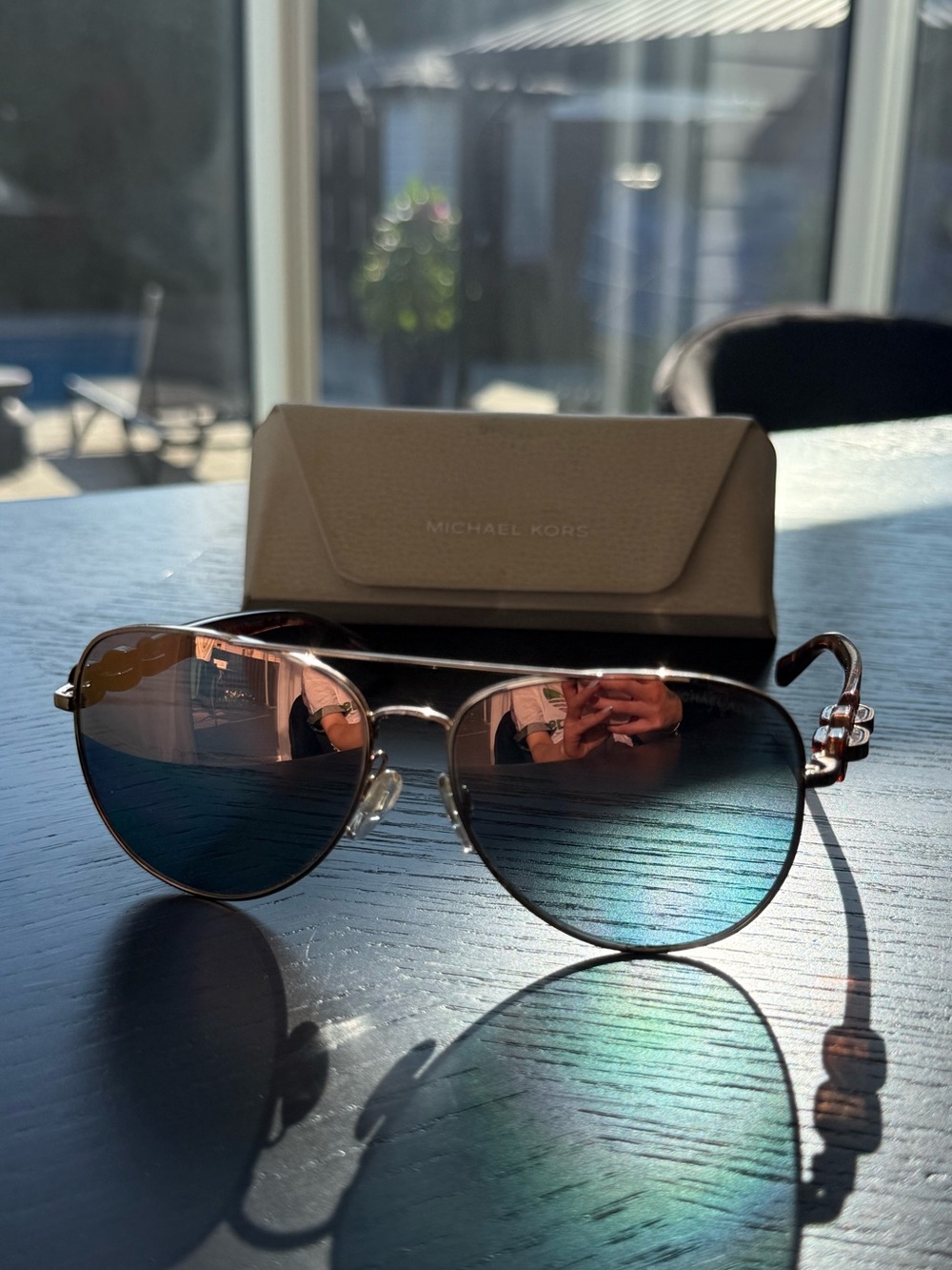 Michael Kors Gold Frame Sunglasses with Brown Tortoiseshell Temples